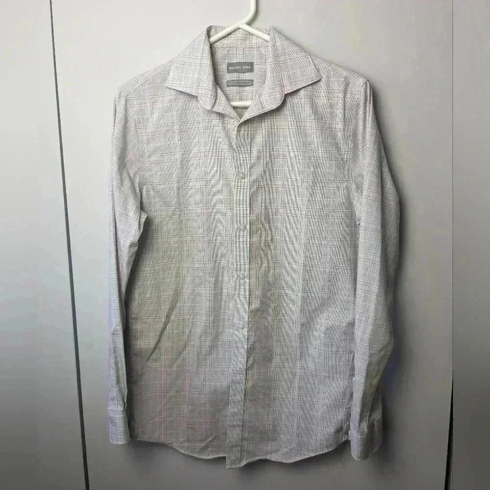 MICHEAL KORS Long sleeves button down shirt size small Gray Pink and white